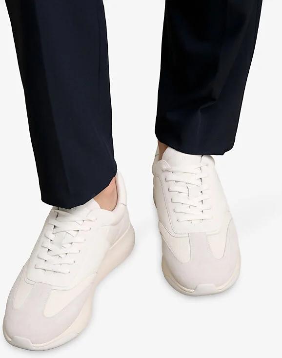 Mens White Emmett Leather-Blend Low-Top Trainers Eur 43 / 9 Uk Men - Image 2