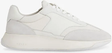 Mens White Emmett Leather-Blend Low-Top Trainers Eur 43 / 9 Uk Men