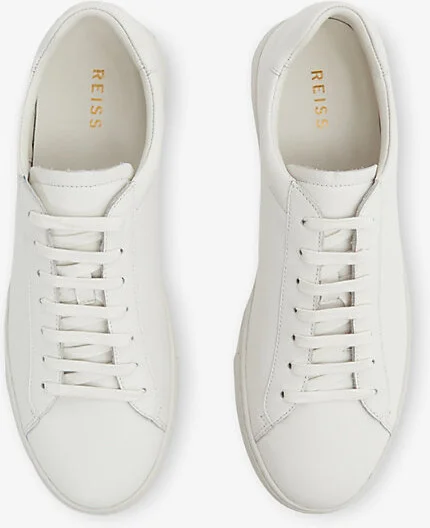 Mens White Finley Leather Low-Top Trainers Eur 42 / 8 Uk Men - Image 2