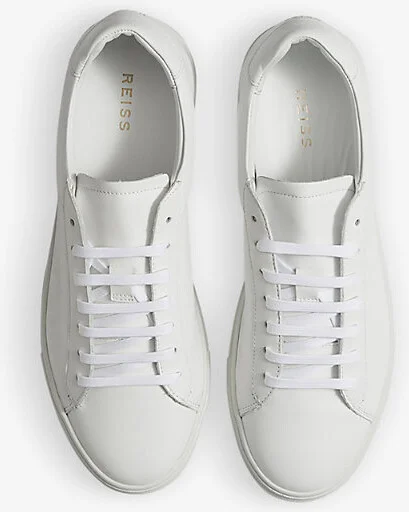 Mens White Finley Leather Low-Top Trainers Eur 44 / 10 Uk Men - Image 2