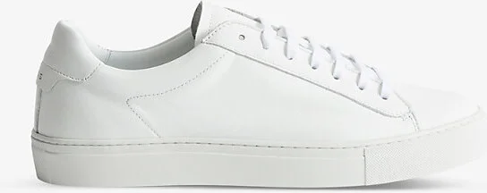 Mens White Finley Leather Low-Top Trainers Eur 44 / 10 Uk Men