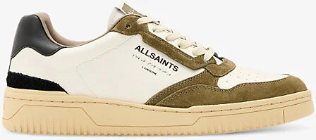 Mens White/Green/Bl Regan Panelled Suede and Leather Low-Top Trainers Eur 45 / 11 Uk Men