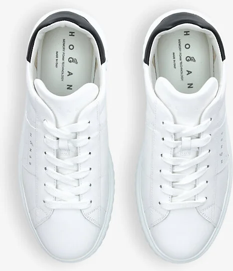 Mens White H-Stripes Logo-Print Leather Low-Top Trainers Eur 40 / 6 Uk Men - Image 2