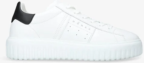 Mens White H-Stripes Logo-Print Leather Low-Top Trainers Eur 40 / 6 Uk Men