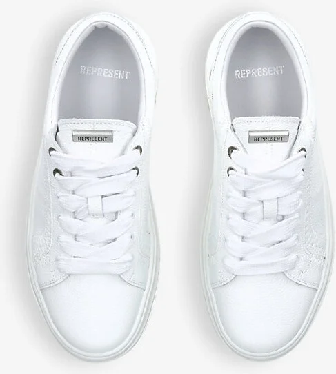 Mens White Htn Branded Leather Low-Top Trainers Eur 42 / 8 Uk Men - Image 2