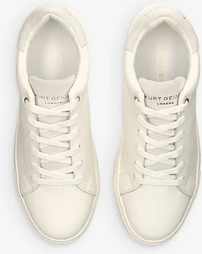Mens White Laney2 Foil-Logo Leather Low-Top Trainers Eur 43 / 9 Uk Men - Image 2