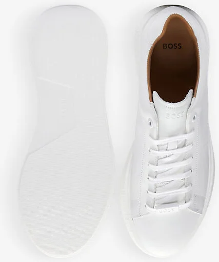 Mens White Leather Low-Top Trainers Eur 42 / 8 Uk Men - Image 2