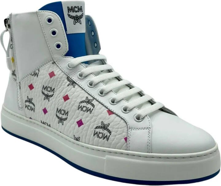 Men's White Leather Rainbow Spectrum Hi Top Sneaker - Image 2
