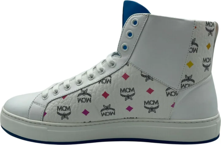 Men's White Leather Rainbow Spectrum Hi Top Sneaker - Image 4