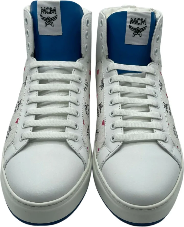 Men's White Leather Rainbow Spectrum Hi Top Sneaker - Image 5