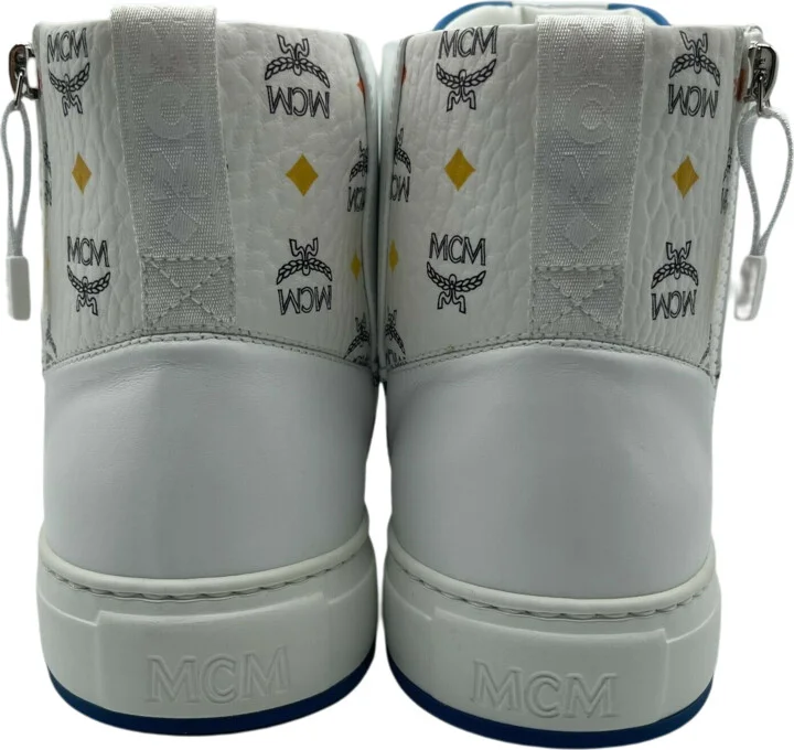 Men's White Leather Rainbow Spectrum Hi Top Sneaker - Image 6