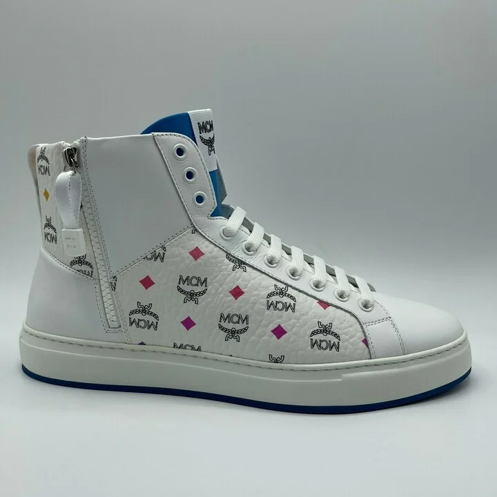 Men's White Leather Rainbow Spectrum Hi Top Sneaker MEX9SMM07WA (43 EU / 10 US) - Image 2