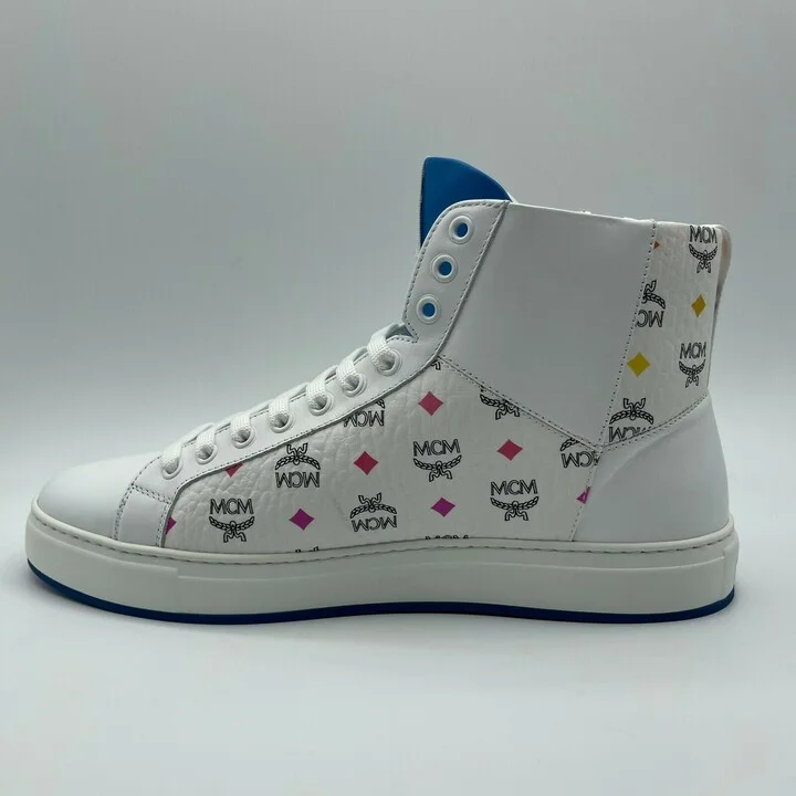 Men's White Leather Rainbow Spectrum Hi Top Sneaker MEX9SMM07WA (43 EU / 10 US) - Image 3
