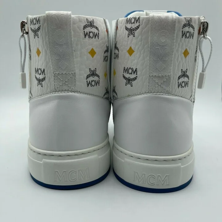 Men's White Leather Rainbow Spectrum Hi Top Sneaker MEX9SMM07WA (43 EU / 10 US) - Image 5