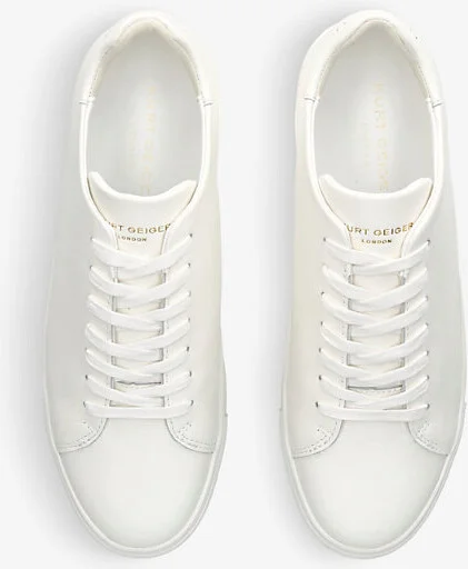 Mens White Lennon Logo-Embossed Leather Low-Top Trainers Eur 43 / 9 Uk Men - Image 2
