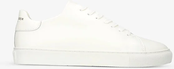 Mens White Lennon Logo-Embossed Leather Low-Top Trainers Eur 43 / 9 Uk Men