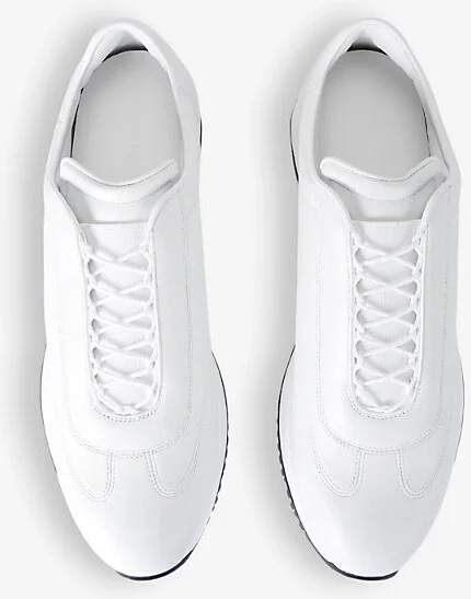 Mens White Lift Lace-Up Leather Low-Top Trainers Eur 42.5 / 8.5 Uk Men - Image 2