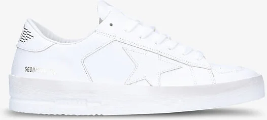 Mens White Men's Stardan Logo-Print Leather Low-Top Trainers Eur 46 / 12 Uk Men