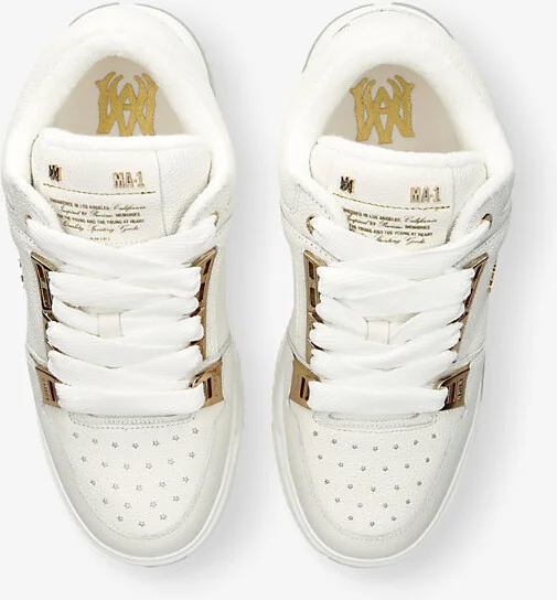 Mens White Metallic Ma-1 Leather Trainers Eur 42 / 8 Uk Men - Image 2