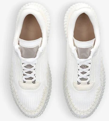 Mens White Nama Embroidered Suede and Recycled Mesh Trainers Eur 42 / 8 Uk Men - Image 2