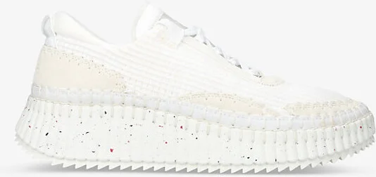 Mens White Nama Embroidered Suede and Recycled Mesh Trainers Eur 42 / 8 Uk Men