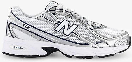 Mens White Navy 740 V2 Mesh Low-Top Trainers 8.5