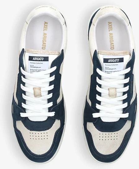 Mens White/Navy Dice Leather and Suede Low-Top Trainers Eur 41 / 7 Uk Men - Image 2