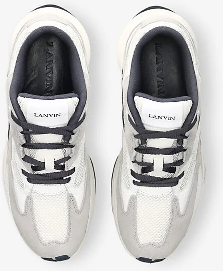 Mens White/Navy Jla Mesh and Suede Low-Top Trainers Eur 45 / 11 Uk Men - Image 2