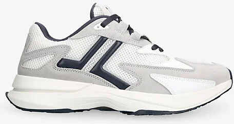 Mens White/Navy Jla Mesh and Suede Low-Top Trainers Eur 45 / 11 Uk Men