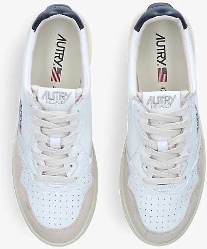 Mens White/Navy Medalist Low-Top Leather Trainers Eur 41 / 7 Uk Men - Image 2