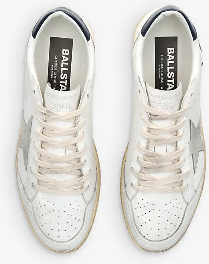 Mens White/Navy Men's Ballstar Low-Top Leather Trainers Eur 43 / 9 Uk Men - Image 2