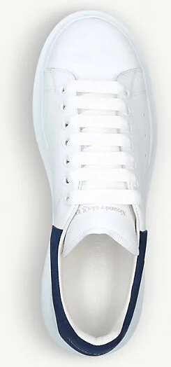 Mens White/Navy Men's Show Leather Platform Trainers Eur 42 / 8 Uk Men - Image 2