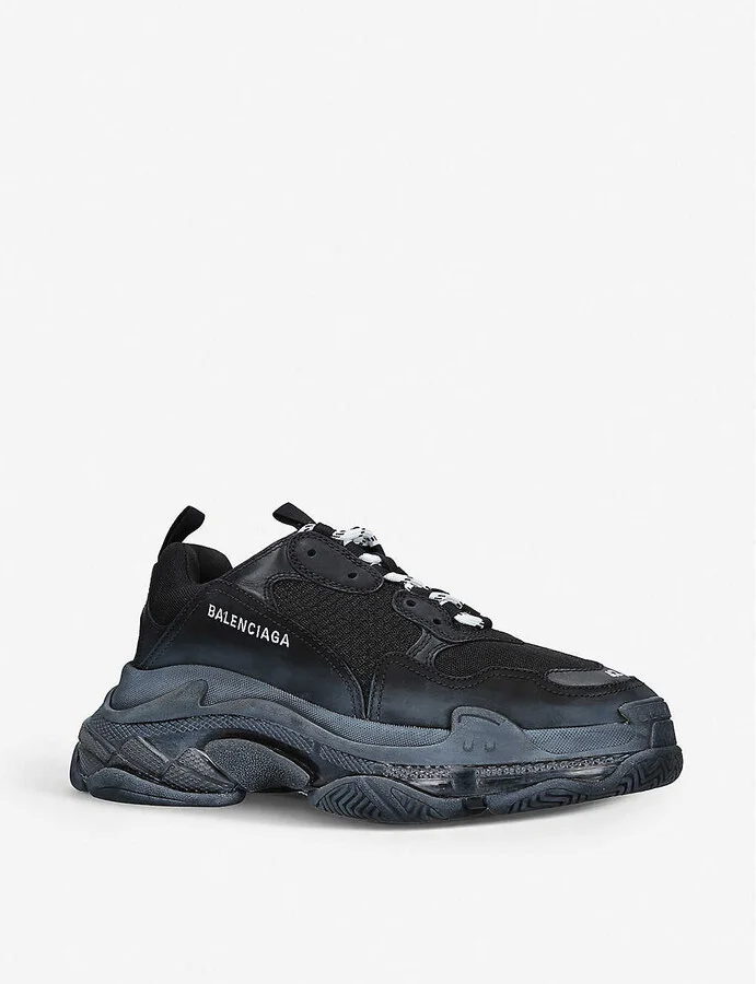 Mens White/Navy Mens Triple S Leather and Mesh Trainers Eur 41 / 7 Uk Men