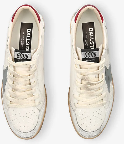 Mens White/Oth Ball Star Contrast-Sole Low-Top Leather Trainers 5 - Image 2
