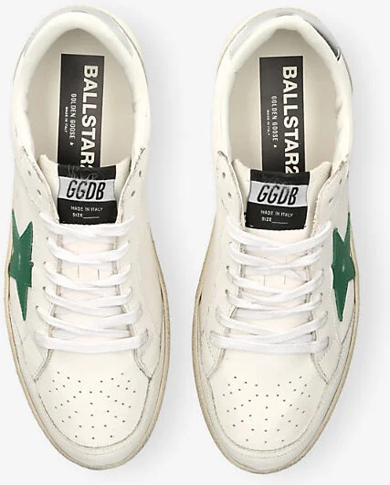 Mens White/Oth Ballstar 2 Logo-Print Leather Low-Top Trainers 5 - Image 2