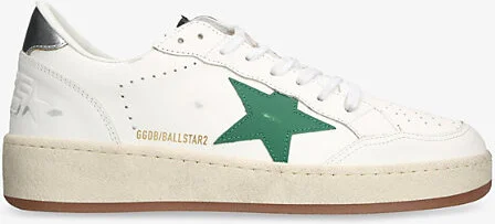 Mens White/Oth Ballstar 2 Logo-Print Leather Low-Top Trainers 5