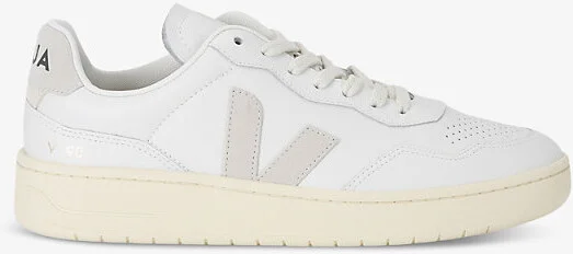 Mens White/Oth Men's V90 Logo-Embroidered Low-Top Leather Trainers Eur 46 / 12 Uk Men