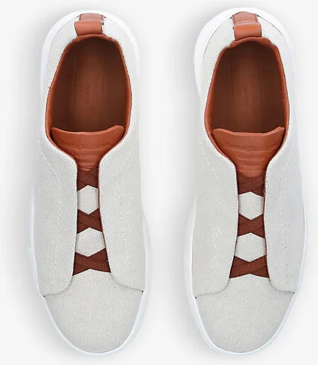 Mens White/Oth Triple Stitch Canvas Low-Top Trainers Eur 41 / 7 Uk Men - Image 2