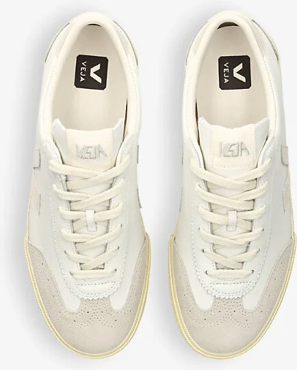 Mens White/Oth Volley Logo-Embroidered Leather Low-Top Trainers Eur 41 / 7 Uk Men - Image 2