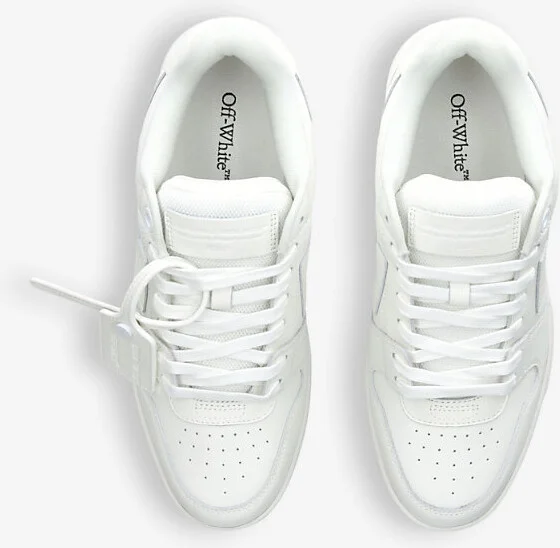 Mens White Out Of Office Logo-Embroidered Leather Low-Top Trainers Eur 41 / 7 Uk Men - Image 2