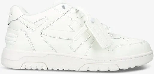 Mens White Out Of Office Logo-Embroidered Leather Low-Top Trainers Eur 41 / 7 Uk Men