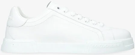 Mens White Portofino Clean Leather Low-Top Trainers Eur 43.5 / 9.5 Uk Men