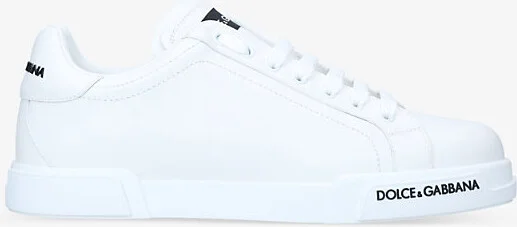 Mens White Portofino Leather Low-Top Trainers Eur 45 / 11 Uk Men
