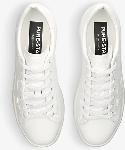 Mens White Pure Star Star-Embroidered Faux-Leather Low-Top Trainers Eur 43 / 9 Uk Men - Image 2