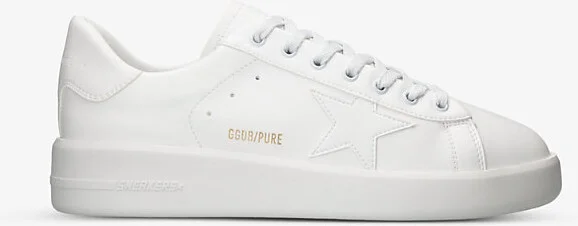 Mens White Pure Star Star-Embroidered Faux-Leather Low-Top Trainers Eur 43 / 9 Uk Men