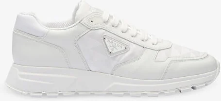 Mens White Re-Nylon Brand-Plaque Leather and Nylon High-Top Trainers Eur 44.5 / 10.5 Uk Men
