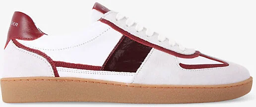 Mens White/Red Lloyd Contrast-Panel Suede Low-Top Trainers Eur 42 / 8 Uk Men