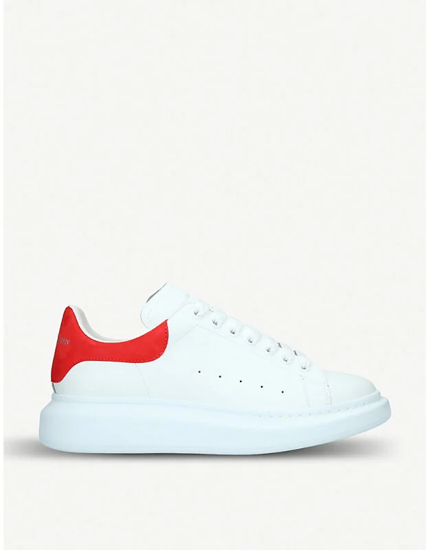 Mens White/Red Men's Show Leather Platform Trainers Eur 46 / 12 Uk Men