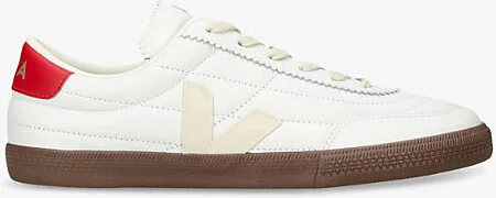 Mens White/Red Panenka Leather Low-Top Trainers Eur 43 / 9 Uk Men