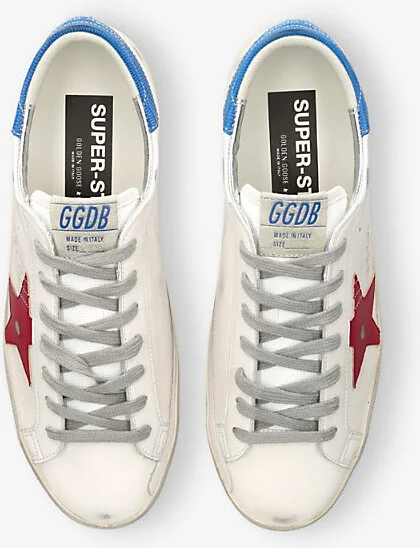 Mens White/Red Superstar Bio Leather Low-Top Trainers Eur 41 / 7 Uk Men - Image 2